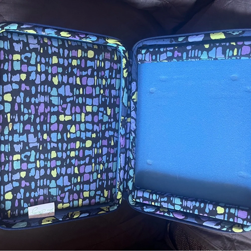 Vera Bradley Quilted Tablet bag in Navy with Teal, Purple & Yellow Accents
